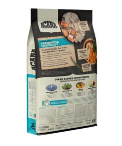 Vista del envase de Acana Freshwater Fish para perros con información nutricional