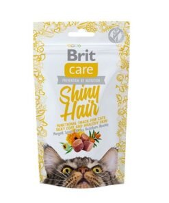 Brit Care Premios Shiny Hair para gatos son un Alimento complementario semi-húmedo con salmón para gatos