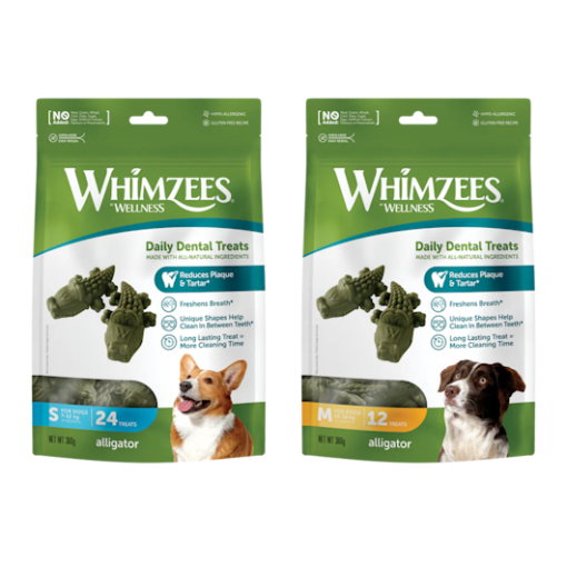 Whimzees Alligator - Snacks Dentales para Perros con Forma Divertida