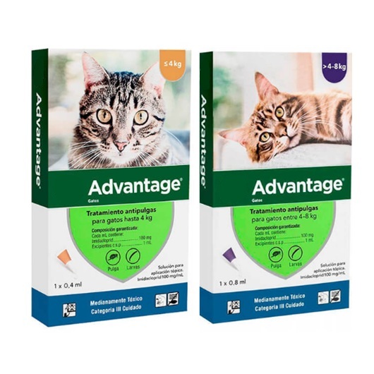Caja de pipetas Advantage para gatos, antiparasitario externo contra pulgas