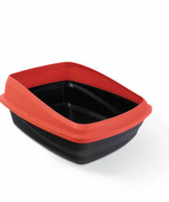 baño sanitario rojo con bordes