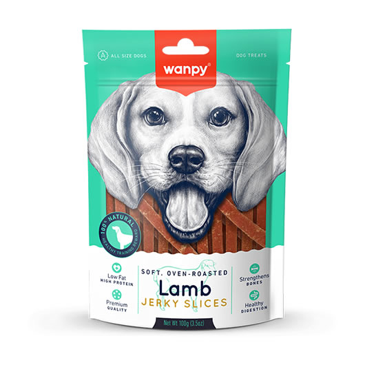 wanpy perro jerky slices cordero